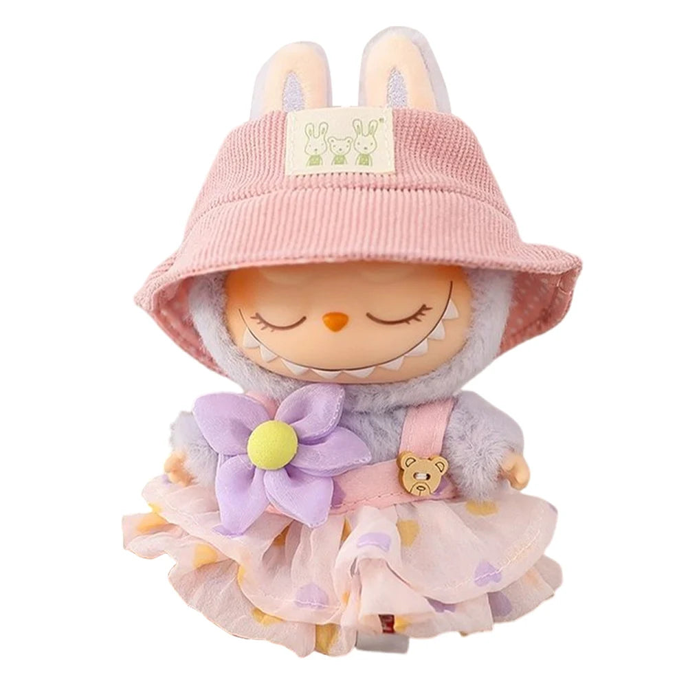 Mini Doll Outfit Cute Plush Sweater with Camera&Shoes Soft Knitted Sweater Suit Kawaii Bear Dress Set for Toy Collector(NO Doll
