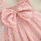 Pudcoco Toddler Kids Baby Girls Summer Tulle Dress Flying Sleeve Big Bow Decorated A-line Sweet Dresses 6M-4T