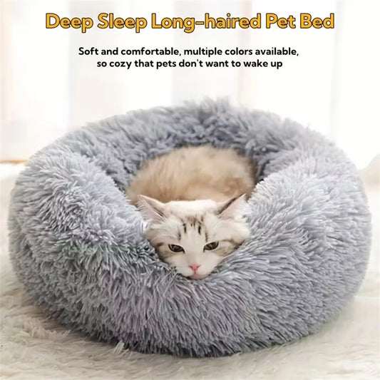 Plush Donut Bed for Cats & Dogs