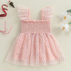 Pudcoco Toddler Kids Baby Girls Summer Tulle Dress Flying Sleeve Big Bow Decorated A-line Sweet Dresses 6M-4T