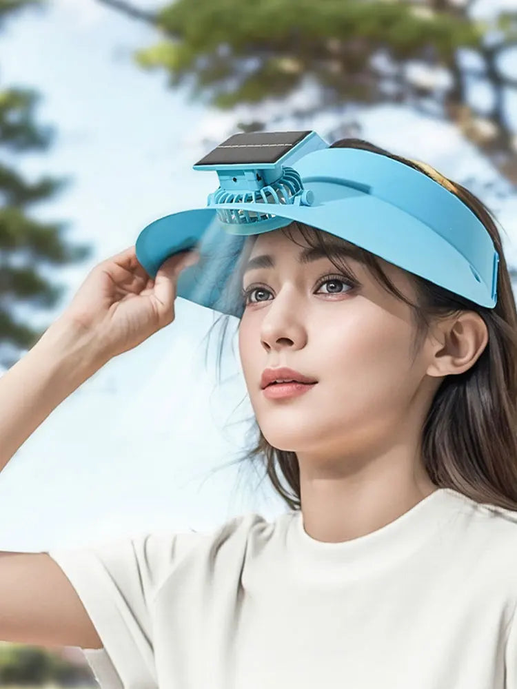 Sun Visor Hat with Fan Three Temp Settings Summer Sun Hats Breathable Cooling Fan Hat for Sun Protection and Outdoor