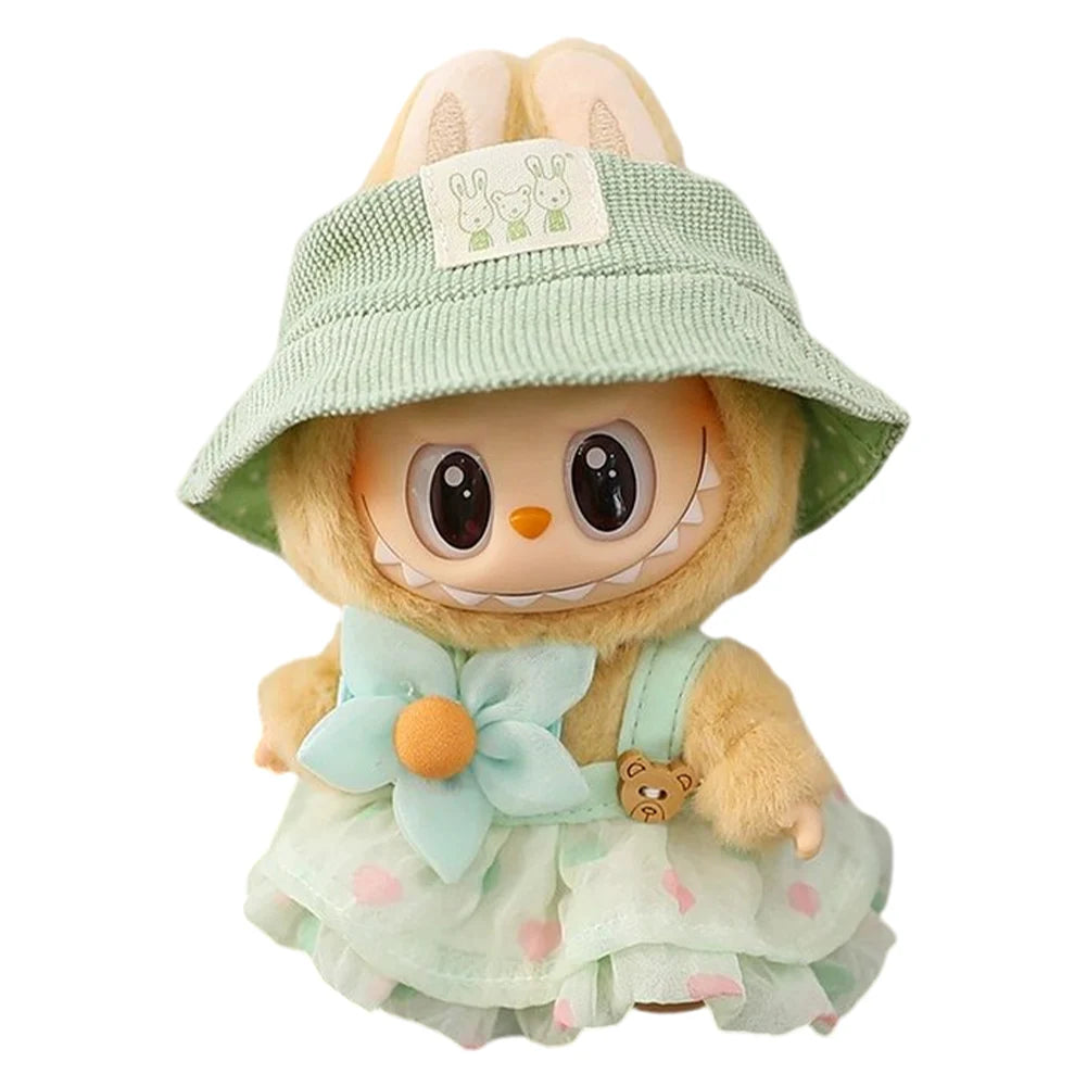 Mini Doll Outfit Cute Plush Sweater with Camera&Shoes Soft Knitted Sweater Suit Kawaii Bear Dress Set for Toy Collector(NO Doll