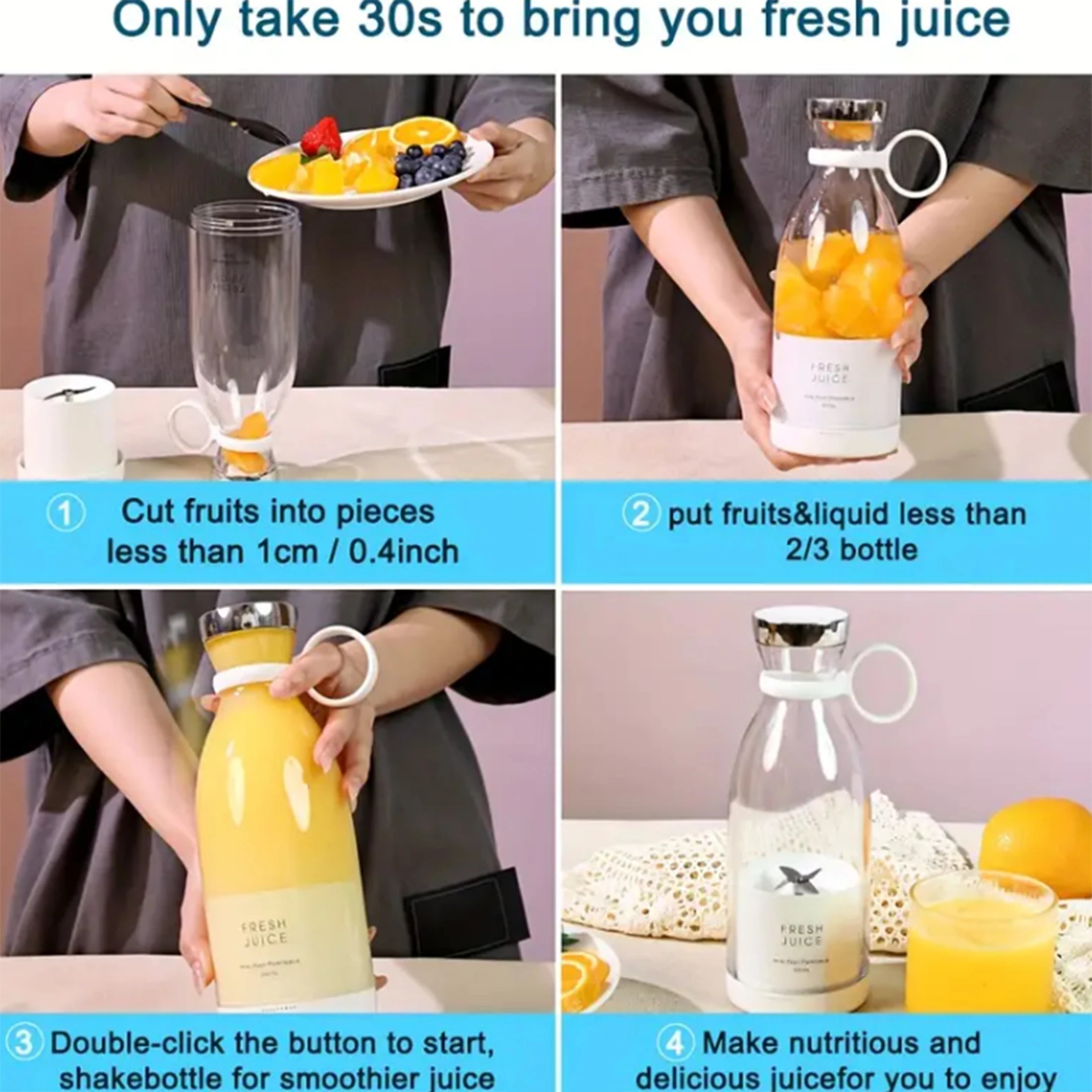 Portable electric juicer, wireless portable electric juicer, multifunctional fruit and vegetable juicer, home USB charging