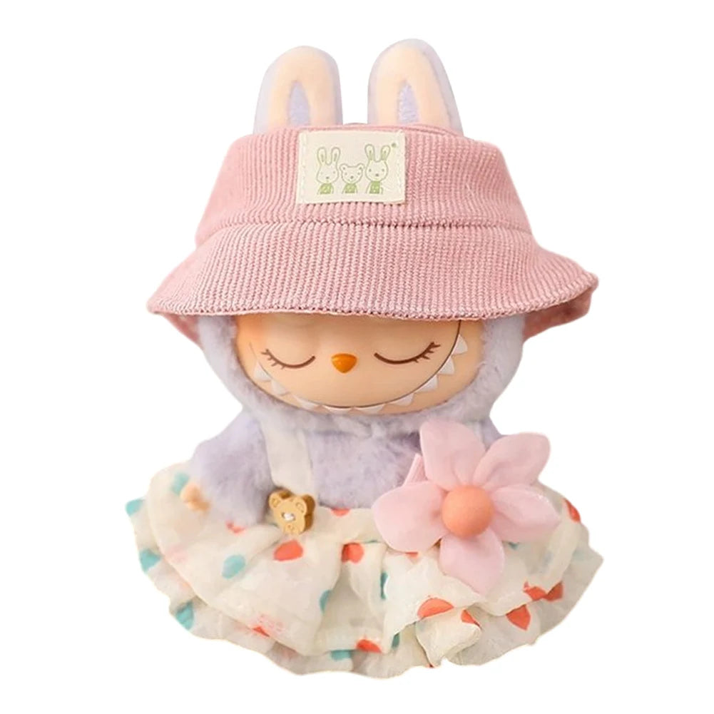 Mini Doll Outfit Cute Plush Sweater with Camera&Shoes Soft Knitted Sweater Suit Kawaii Bear Dress Set for Toy Collector(NO Doll