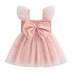 Pudcoco Toddler Kids Baby Girls Summer Tulle Dress Flying Sleeve Big Bow Decorated A-line Sweet Dresses 6M-4T