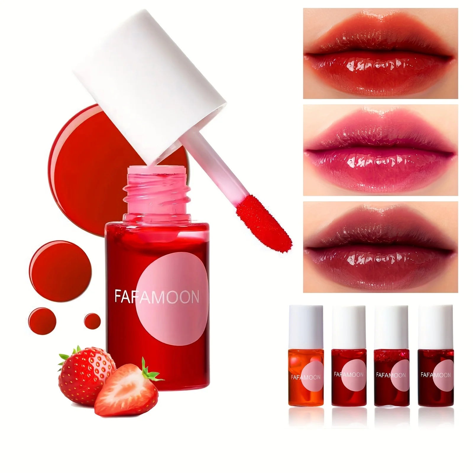 Fruity Lip Tint Water Gloss Tint, Moisturizing Non-transfer Liquid Lipstick, Long-Lasting Water Tint, Hydrating Lip Makeup